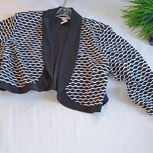 Wave Pattern Black and White Blazer